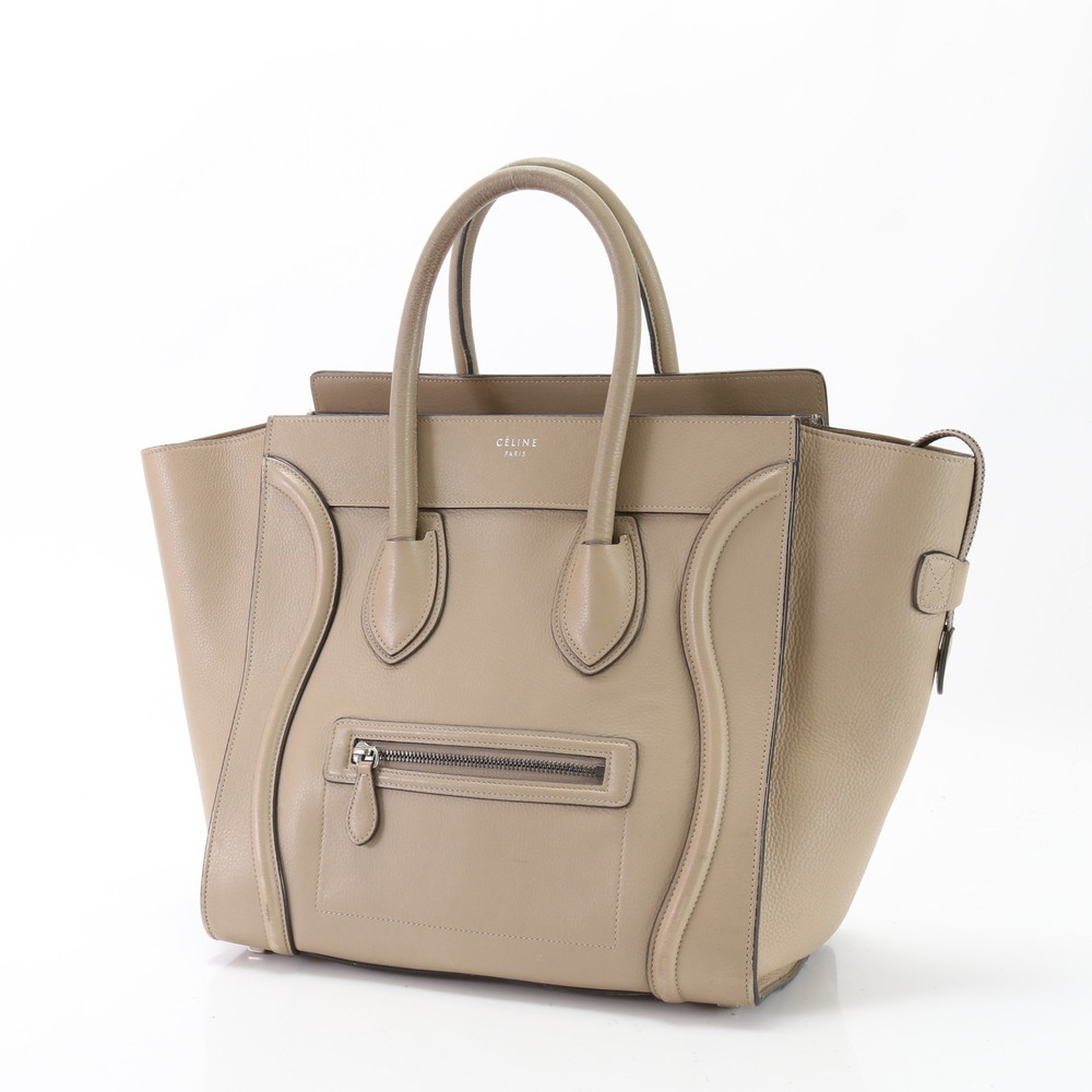 Celine Luggage Mini Shopper Leather Tote Bag Greige - Picture 2 of 16